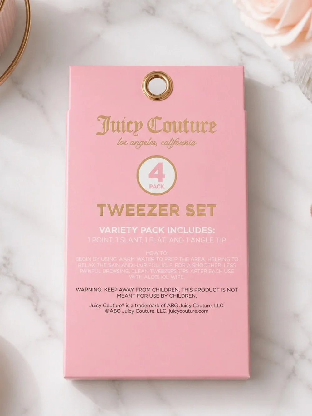 Juicy Couture 4-Piece Tweezer Set Pink & Gold